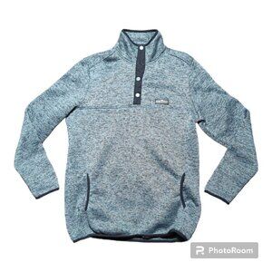 Simply Southern Tried & True Collection gray pull over sweater with 1/4 snaps